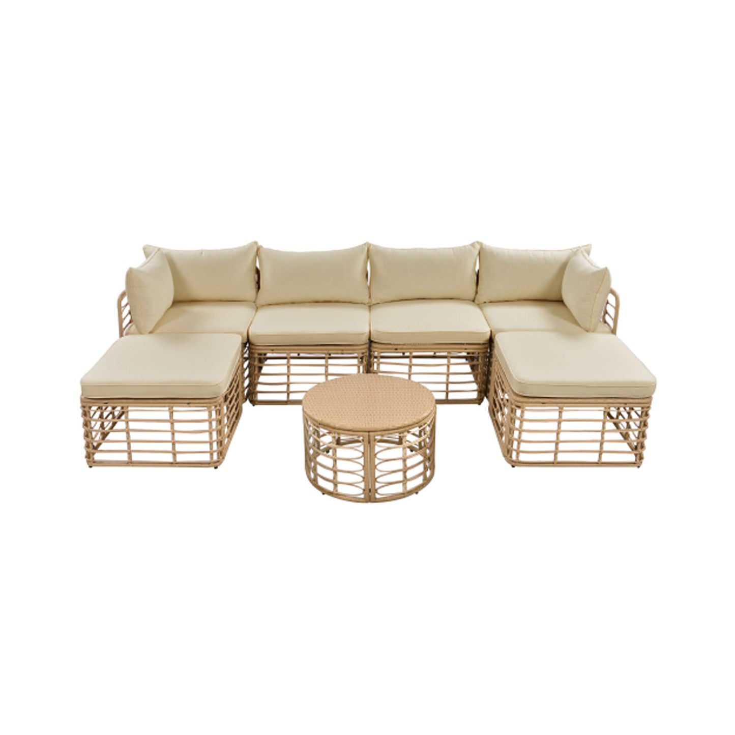 Alora 7-Piece Outdoor All-Weather Rattan Patio Sofa Set With Cushions