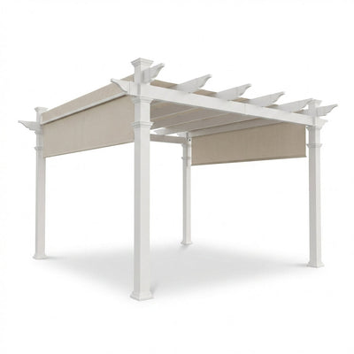 144"L X 144"W X 106"H Vinyl Monterey Canopy Pergola, White, VA42073