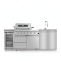 46 In. 4-Burner 72,000 BTU Stainless Steel Outdoor Kitchen BBQ Grill Island, Wine Refrigerator, Rotisserie, in Sliver