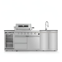 46 In. 4-Burner 72,000 BTU Stainless Steel Outdoor Kitchen BBQ Grill Island, Wine Refrigerator, Rotisserie, in Sliver