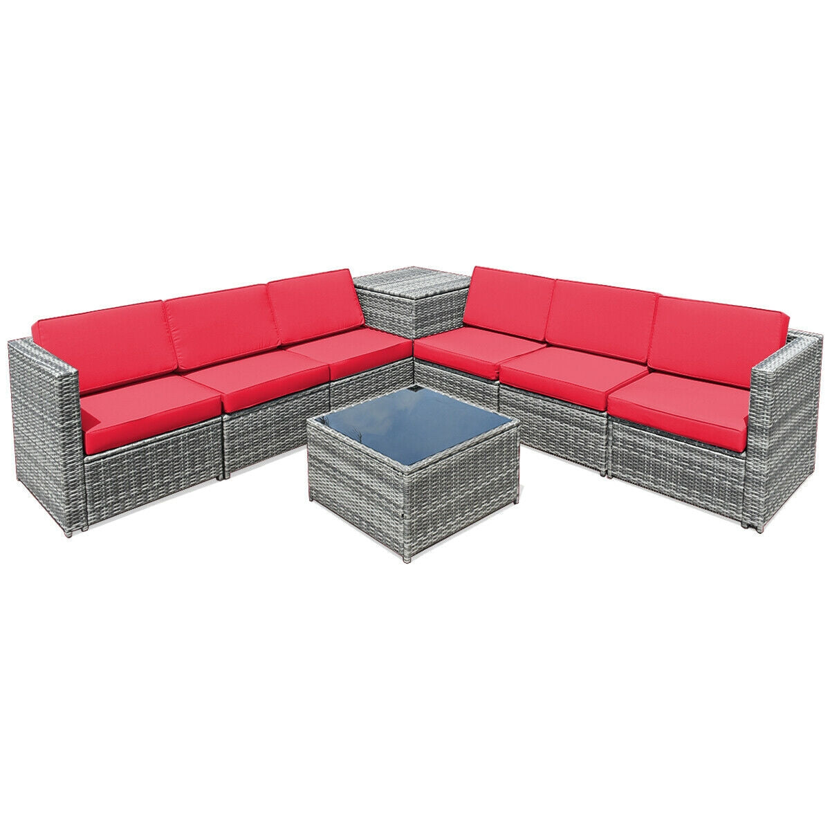 8-Piece Wicker Rattan Patio Sofa Dining Set