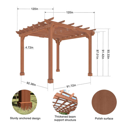 Alora Outdoor Cedar Wood Patio Pergola With Slatted Trellis Roof