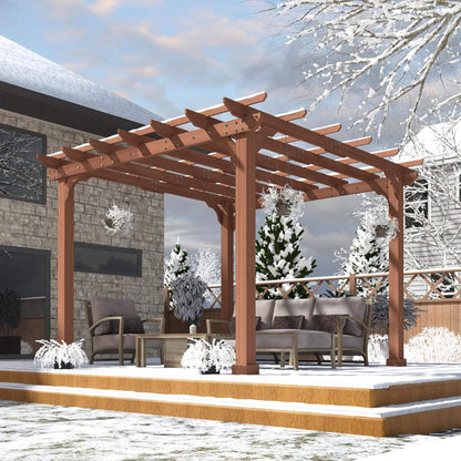 Alora Outdoor Cedar Wood Patio Pergola With Slatted Trellis Roof