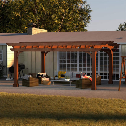 10' X 12' Alora Premium Outdoor All-Season Backyard Patio Cedar Wood Gazebo Pergola With Arched Roof