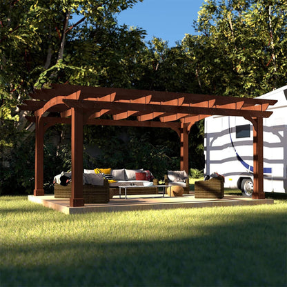 10' X 12' Alora Premium Outdoor All-Season Backyard Patio Cedar Wood Gazebo Pergola With Arched Roof