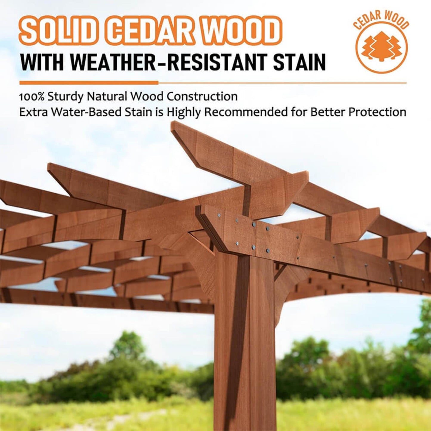 10' X 12' Alora Premium Outdoor All-Season Backyard Patio Cedar Wood Gazebo Pergola With Arched Roof