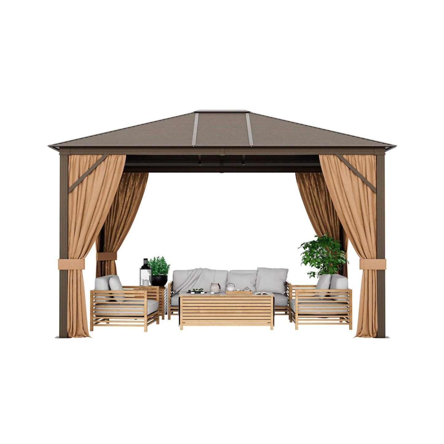 10' × 12' Outdoor Hardtop Gazebo with Galvanized Steel Roof and Aluminum Frame