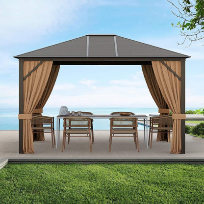 10' × 12' Outdoor Hardtop Gazebo with Galvanized Steel Roof and Aluminum Frame