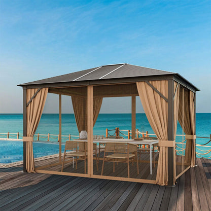 10' × 12' Outdoor Hardtop Gazebo with Galvanized Steel Roof and Aluminum Frame