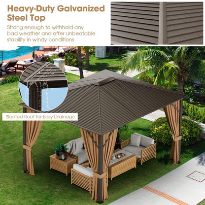 10' × 12' Outdoor Hardtop Gazebo with Galvanized Steel Roof and Aluminum Frame