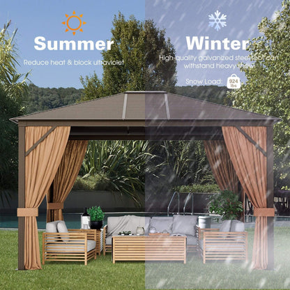 10' × 12' Outdoor Hardtop Gazebo with Galvanized Steel Roof and Aluminum Frame