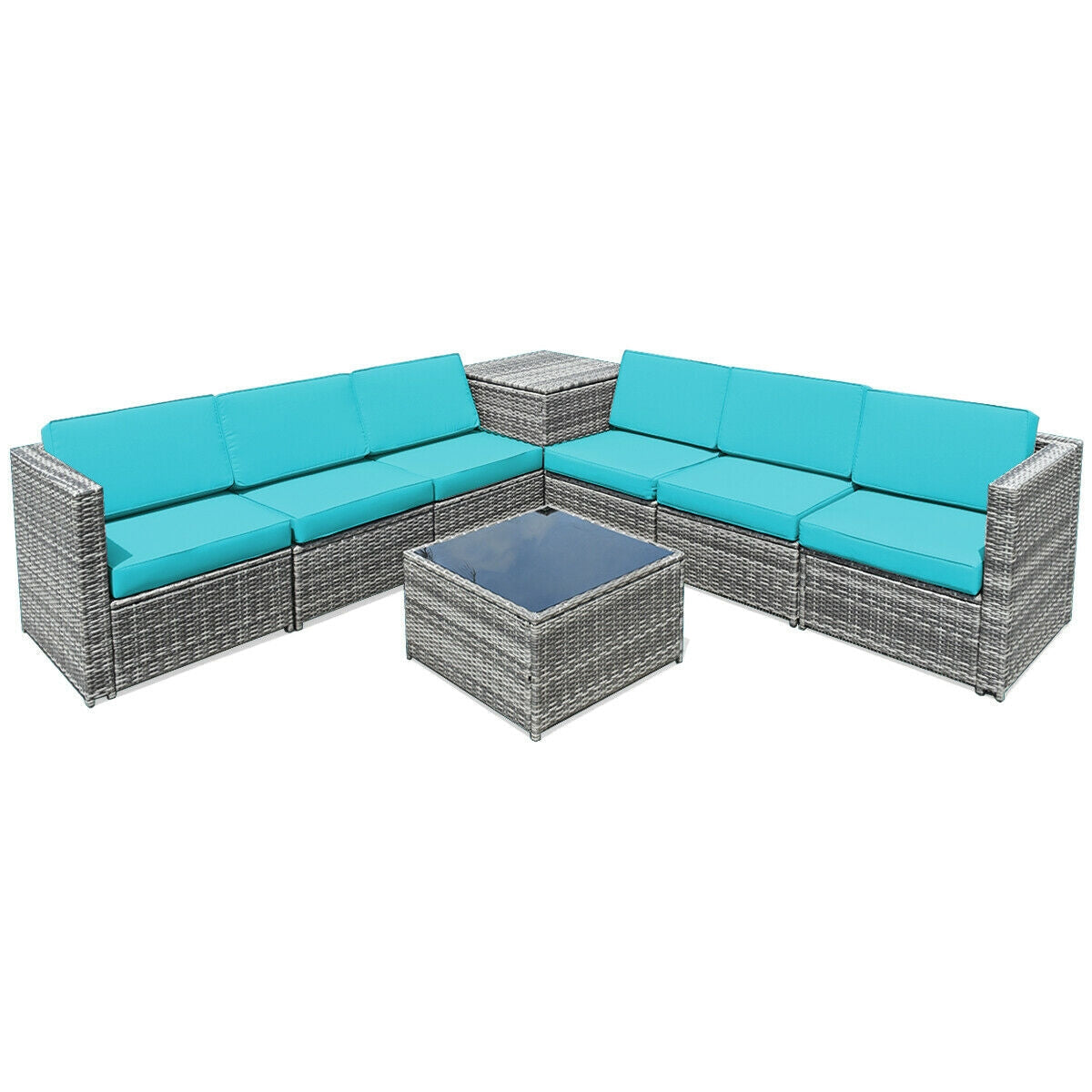 8-Piece Wicker Rattan Patio Sofa Dining Set