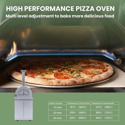 Blazon 128-Inch 6-Burner 120K BTU Outdoor Kitchen Island With Pizza Oven, Rotisserie & Refrigerator