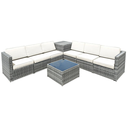 8-Piece Wicker Rattan Patio Sofa Dining Set