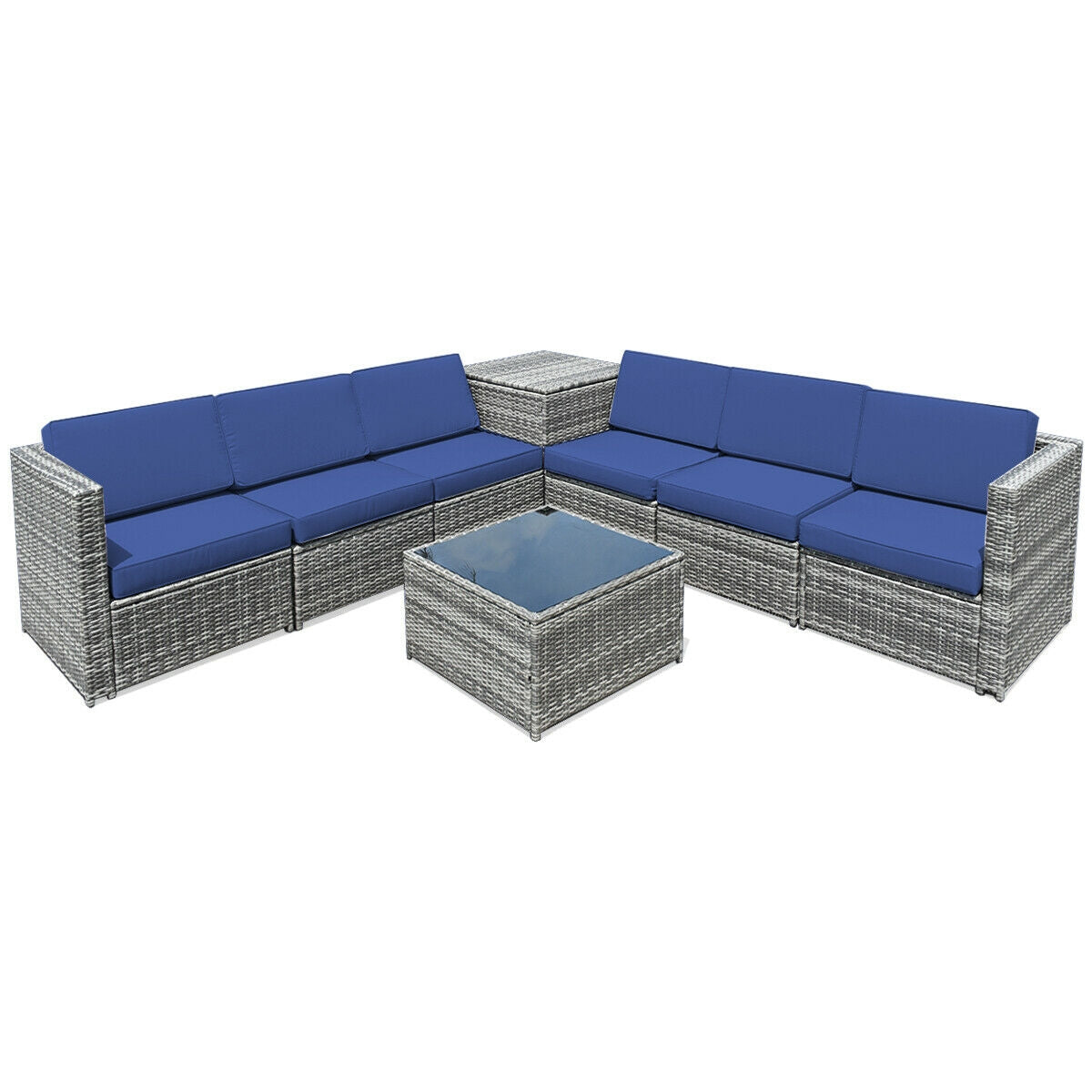 8-Piece Wicker Rattan Patio Sofa Dining Set