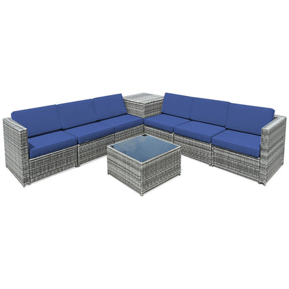8-Piece Wicker Rattan Patio Sofa Dining Set