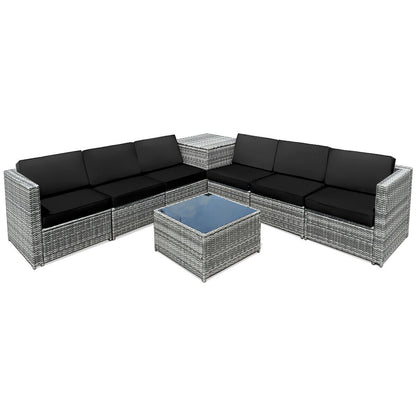 8-Piece Wicker Rattan Patio Sofa Dining Set