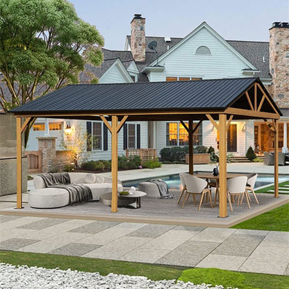 12' X 20' Alora Premium Outdoor Double-Layer Galvanized Steel Hardtop Gazebo For Patio (SAK46095)