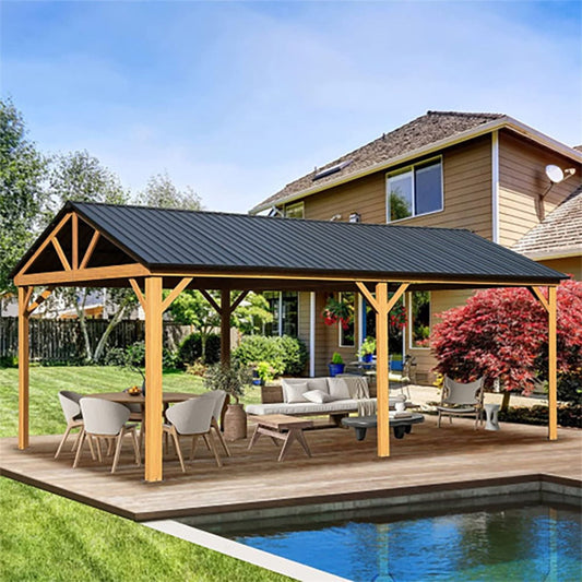 12' X 20' Alora Premium Outdoor Double-Layer Galvanized Steel Hardtop Gazebo For Patio (SAK46095)