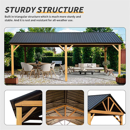 12' X 20' Alora Premium Outdoor Double-Layer Galvanized Steel Hardtop Gazebo For Patio (SAK46095)
