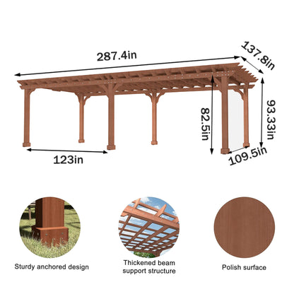 Alora Outdoor Cedar Wood Patio Pergola With Slatted Trellis Roof