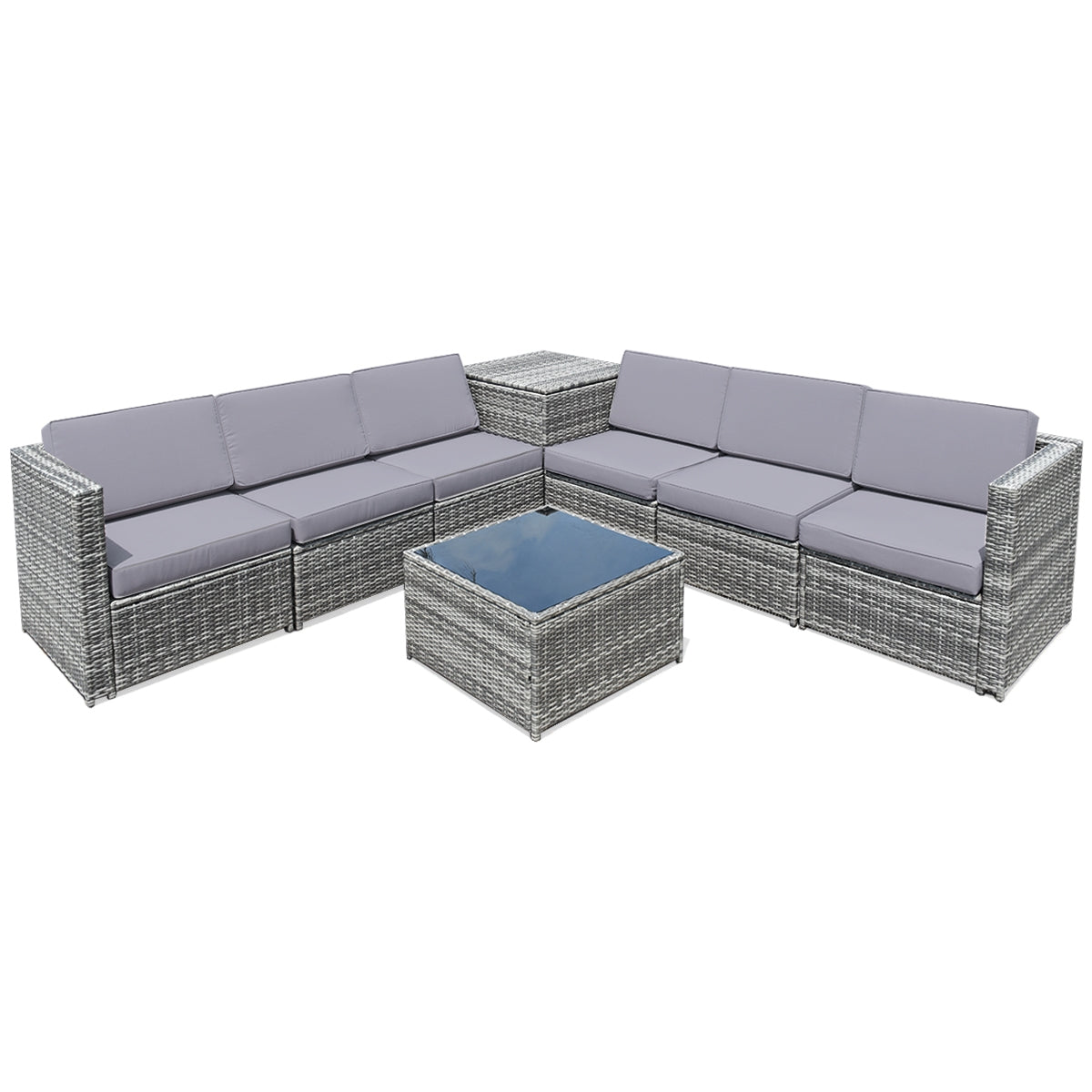 8-Piece Wicker Rattan Patio Sofa Dining Set