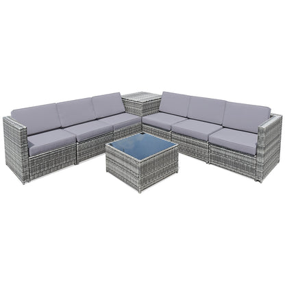 8-Piece Wicker Rattan Patio Sofa Dining Set