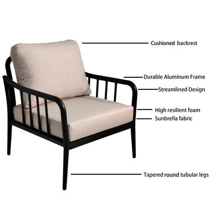 3PC Outdoor Aluminum Patio Furniture Chaise Lounge Set, 2 Chaise & 1 End Table with Modern Tapered Feet, Pneumatic Adjustable Bac