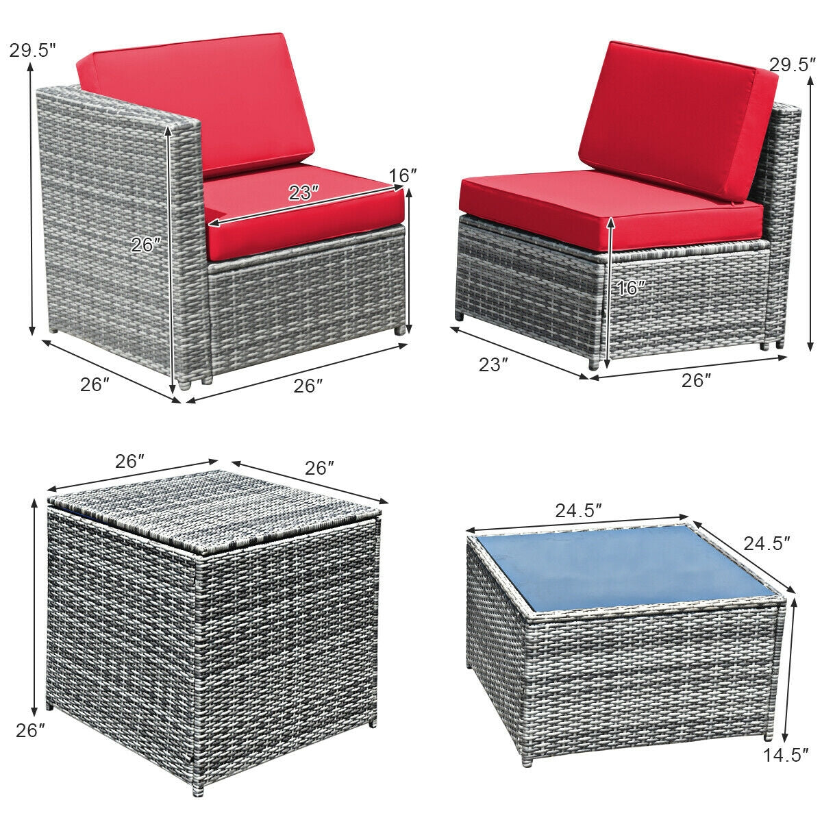 8-Piece Wicker Rattan Patio Sofa Dining Set