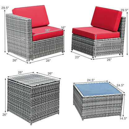 8-Piece Wicker Rattan Patio Sofa Dining Set