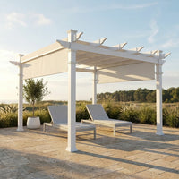 144"L X 144"W X 106"H Vinyl Monterey Canopy Pergola, White, VA42073 — Studio Shot