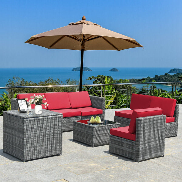 8-Piece Wicker Rattan Patio Sofa Dining Set