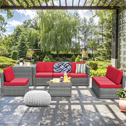 8-Piece Wicker Rattan Patio Sofa Dining Set