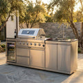 46 In. 4-Burner 72,000 BTU Stainless Steel Outdoor Kitchen BBQ Grill Island, Wine Refrigerator, Rotisserie, in Sliver