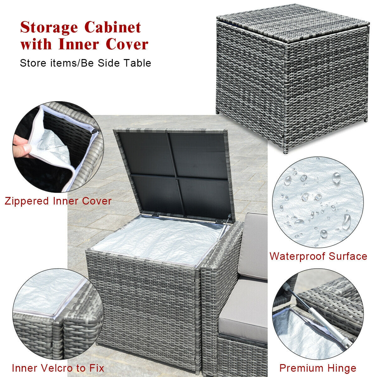 8-Piece Wicker Rattan Patio Sofa Dining Set