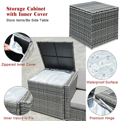 8-Piece Wicker Rattan Patio Sofa Dining Set