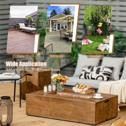 48" × 27" Outdoor Propane Gas Fire Pit Table with 50,000 BTU Burner and Protective Cover