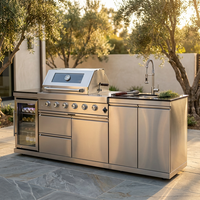 46 In. 4-Burner 72,000 BTU Stainless Steel Outdoor Kitchen BBQ Grill Island, Wine Refrigerator, Rotisserie, in Sliver — Studio Shot