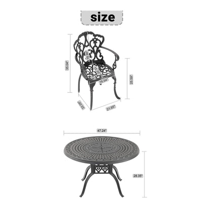 Alora 7-Piece Cast Aluminum Patio Furniture Set With Black Frame And Off-White Cushions
