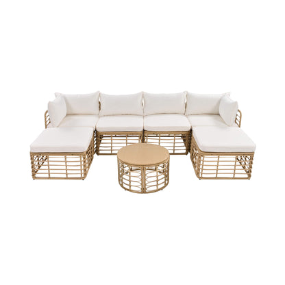 Alora 7-Piece Outdoor All-Weather Rattan Patio Sofa Set With Cushions