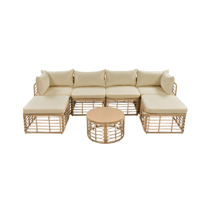 Alora 7-Piece Outdoor All-Weather Rattan Patio Sofa Set With Cushions