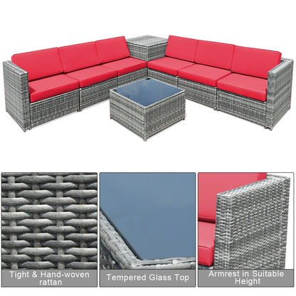 8-Piece Wicker Rattan Patio Sofa Dining Set