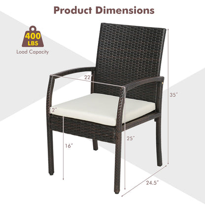 7 Pieces Patio Wicker Cushioned Dining Set with Umbrella Hole