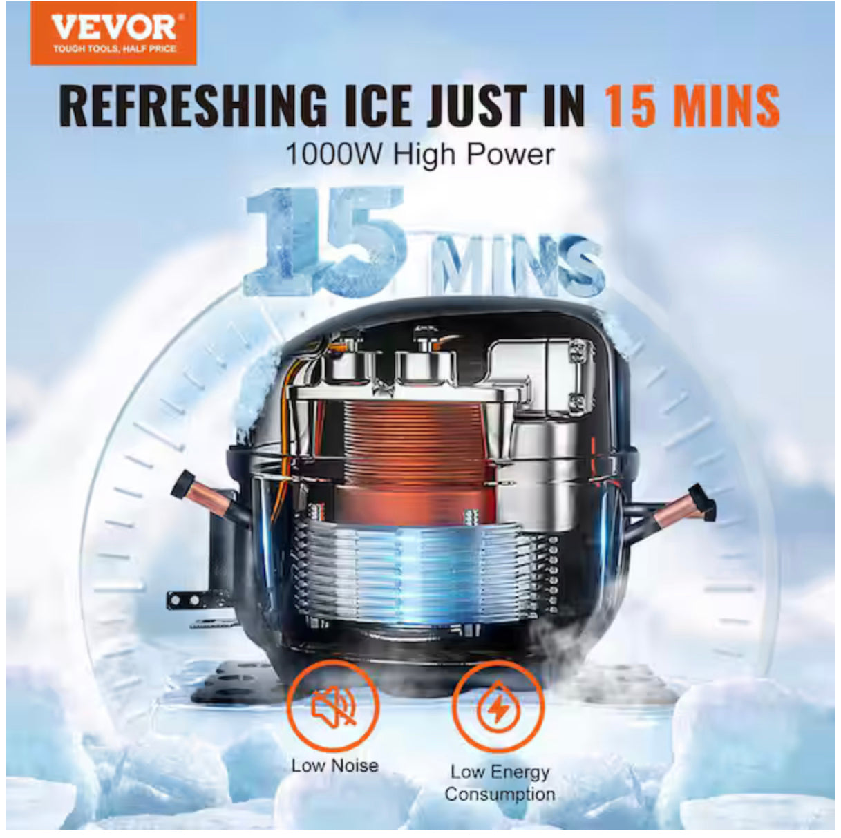 VEVOR Commercial Ice Maker - 450 lbs/24H, 330.7 lbs Storage