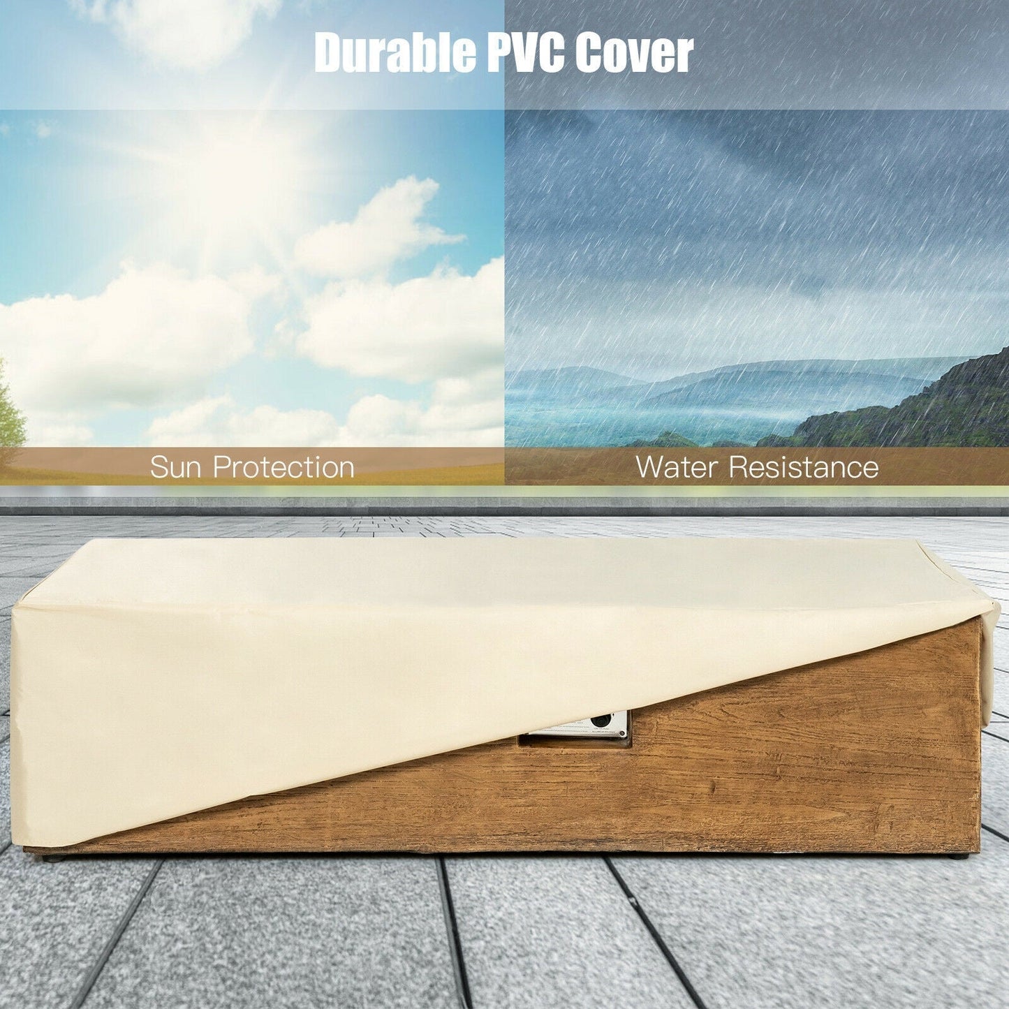 48" × 27" Outdoor Propane Gas Fire Pit Table with 50,000 BTU Burner and Protective Cover