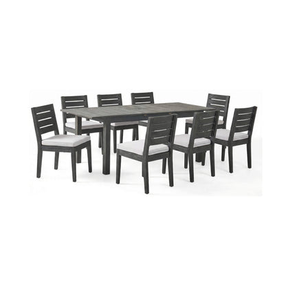 Alora 9-Piece Outdoor Dining Set With Extendable Acacia Wood Patio Table