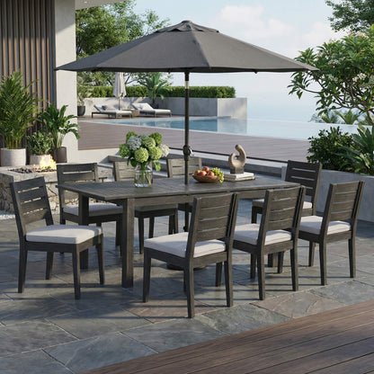 Alora 9-Piece Outdoor Dining Set With Extendable Acacia Wood Patio Table