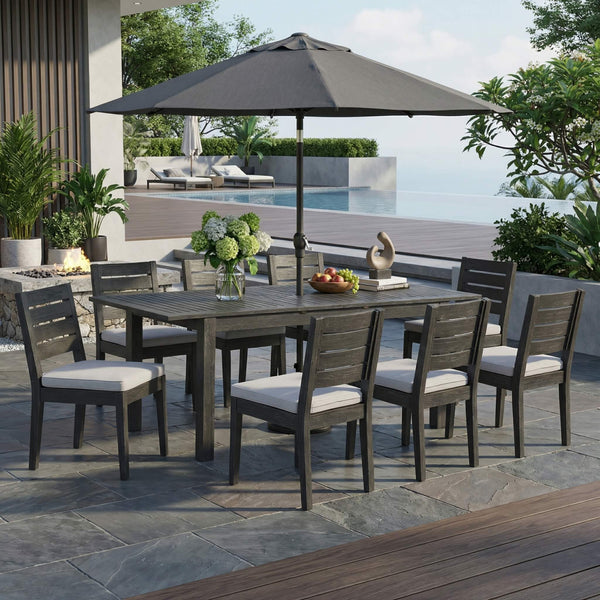 Alora 9-Piece Outdoor Dining Set With Extendable Acacia Wood Patio Table