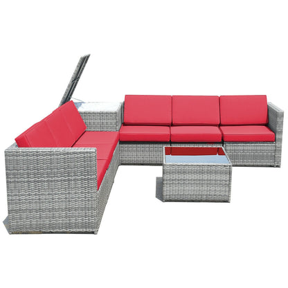 8-Piece Wicker Rattan Patio Sofa Dining Set