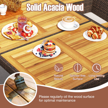 9 Piece Outdoor Dining Set with Acacia Wood Table Top